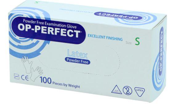 دستکش لاتکس بدون پودر سایز Small حریر OP-Perfect