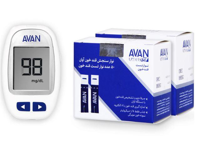 دستگاه تست قند خون آوان مدل AGM01 به همراه 100 عدد نوار تست قند خون