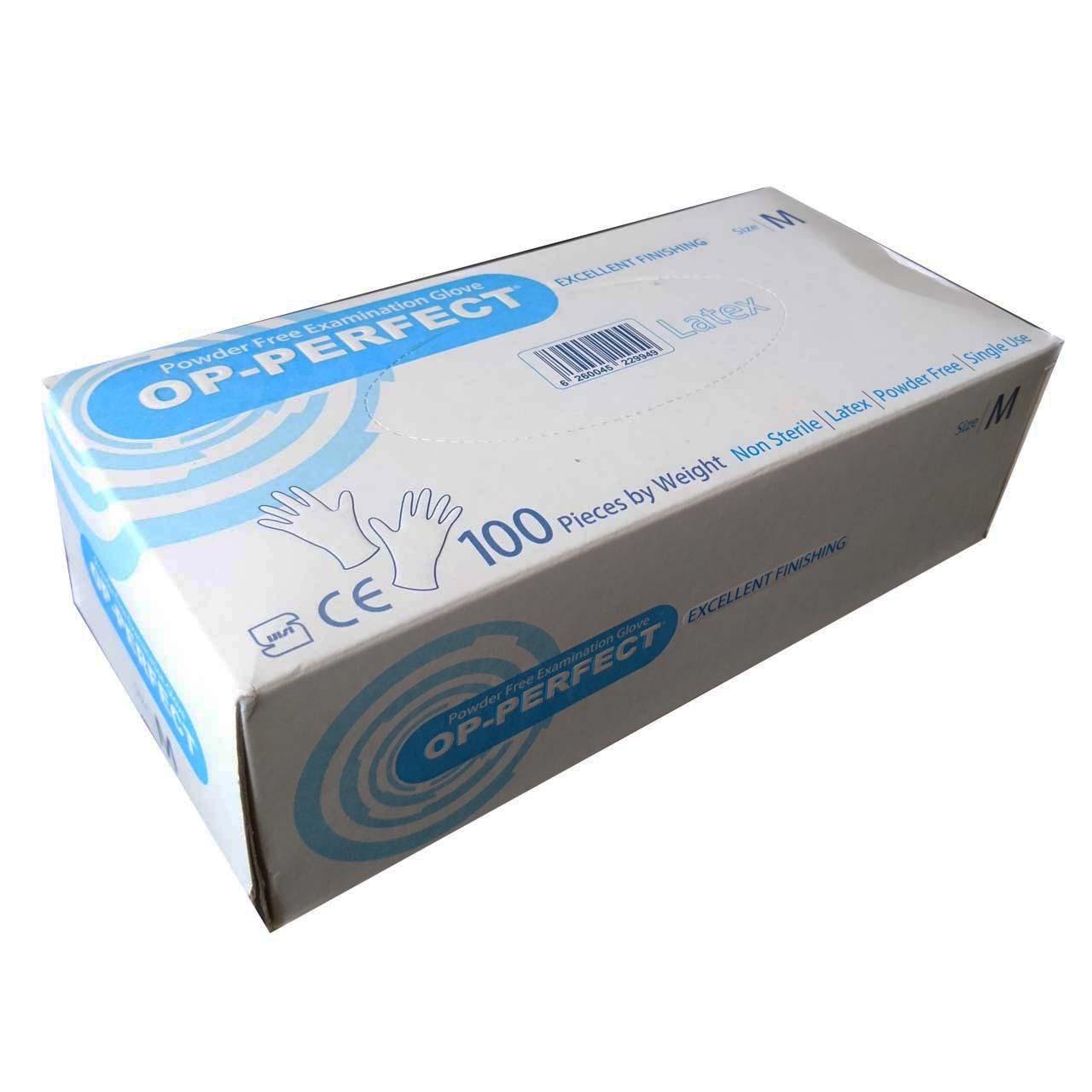 دستکش لاتکس بدون پودر سایز Medium حریر OP-Perfect