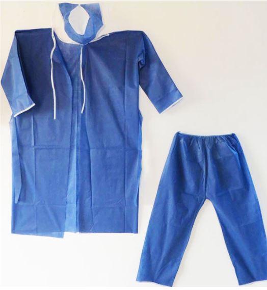 گان کلاه شلوار لباس بیمار رنگ آبی