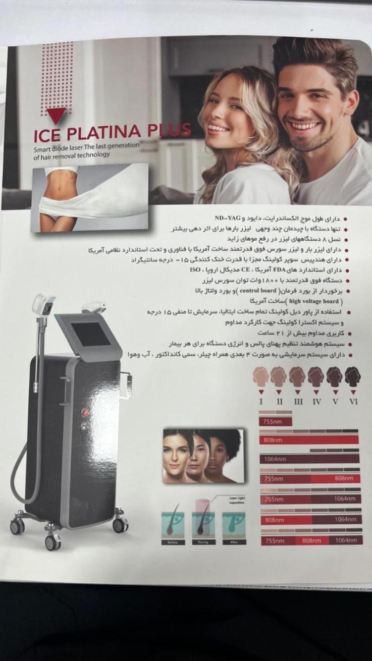 دستگاه لیزر موهای زائد آیس پلاتینا پلاسدست دو/مدینیوم