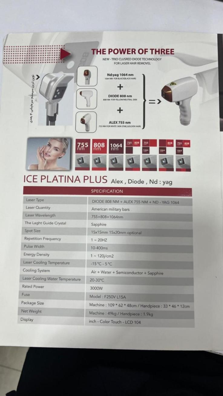 دستگاه لیزر موهای زائد آیس پلاتینا پلاسدست دو/مدینیوم